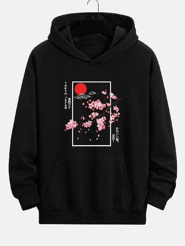 Cherry Blossom Slogan Print Relax Fit Hoodie