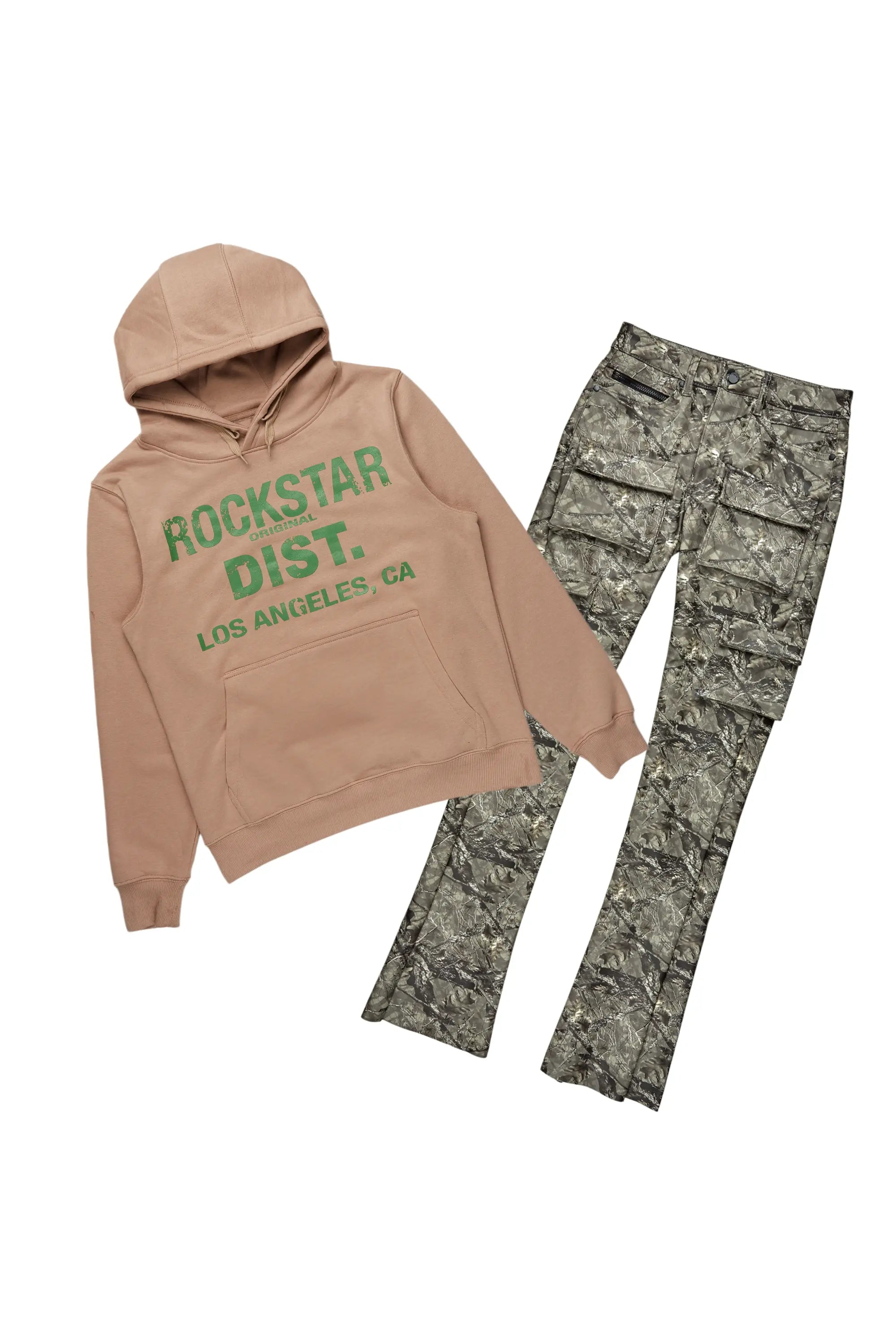 Lake Khaki Hoodie/Stacked Flare PU Jean Bundle