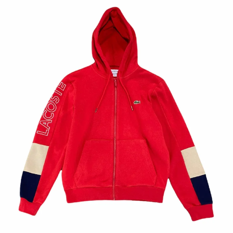 Lacoste Colorblock Fleece Zip Hoodie (Red/Beige/Navy) SH6885