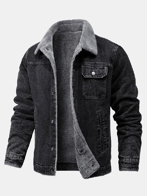 Teddy Lined Washed Denim Jacket