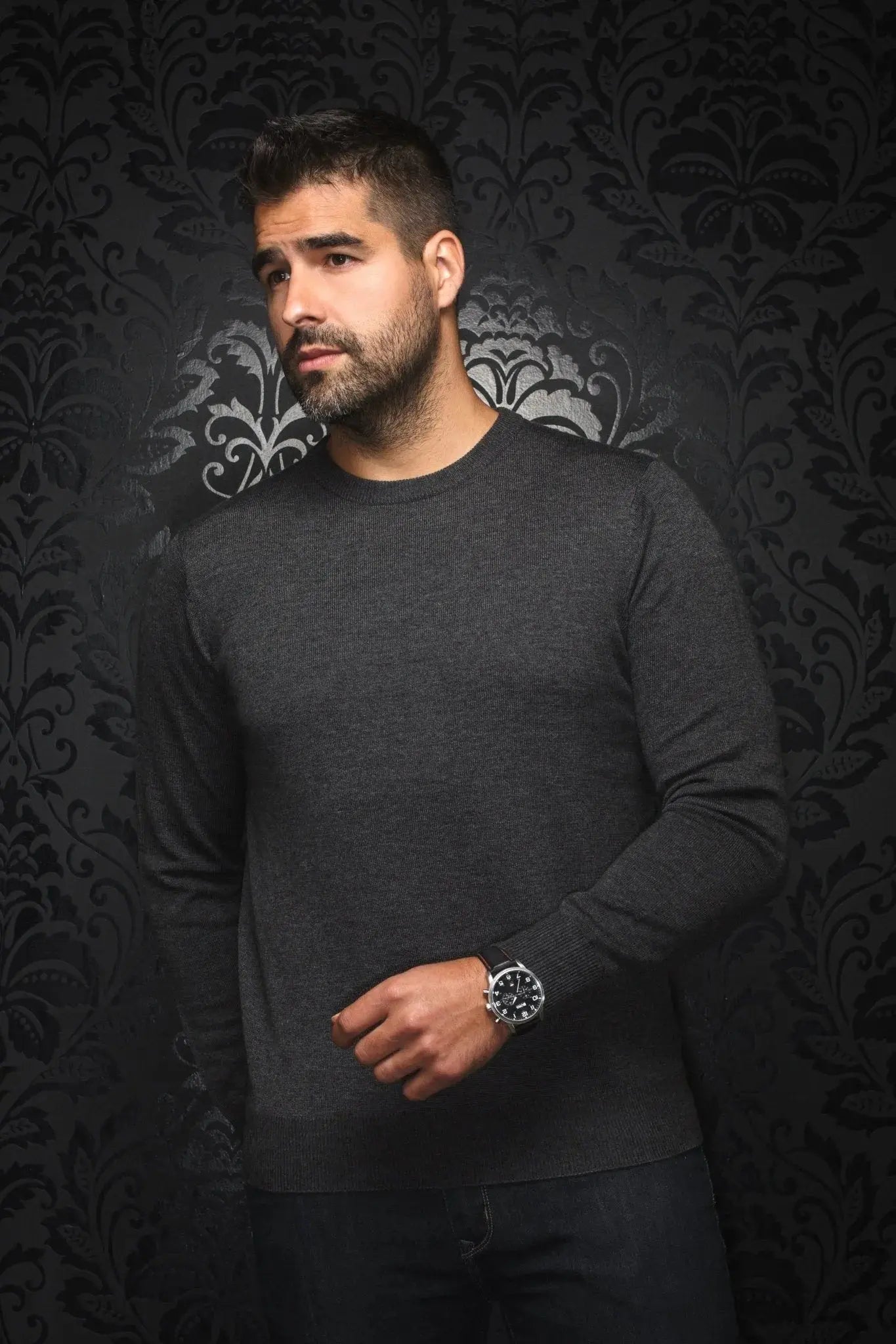 AU NOIR I Merino Wool Sweater I Marini Charcoal