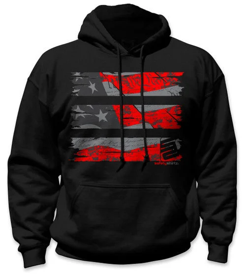 SafetyShirtz Men's Stealth Old Glory Hoodie_Black/Red