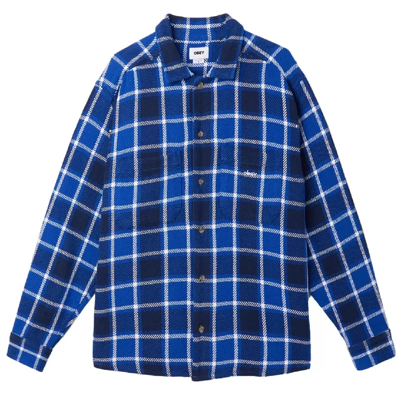 Obey Bigwig Plaid Woven Shirt Surf Blue Multi