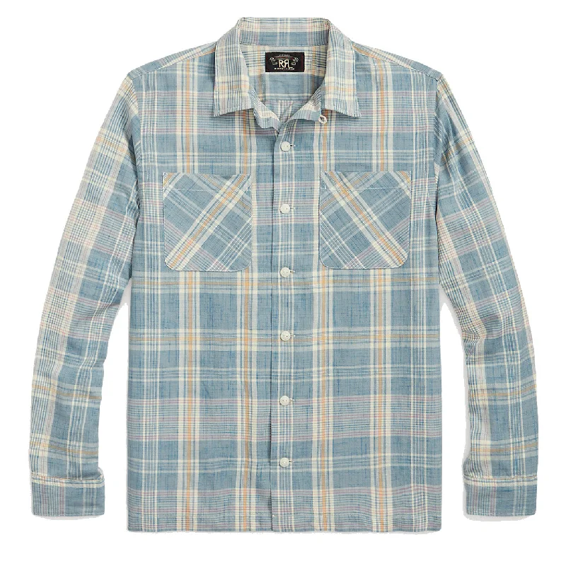 RRL by Ralph Lauren Madras Camp Shirt Light Blue