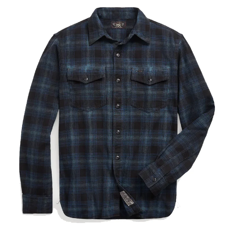 RRL by Ralph Lauren Plaid Canvas Workshirt Blue / Black