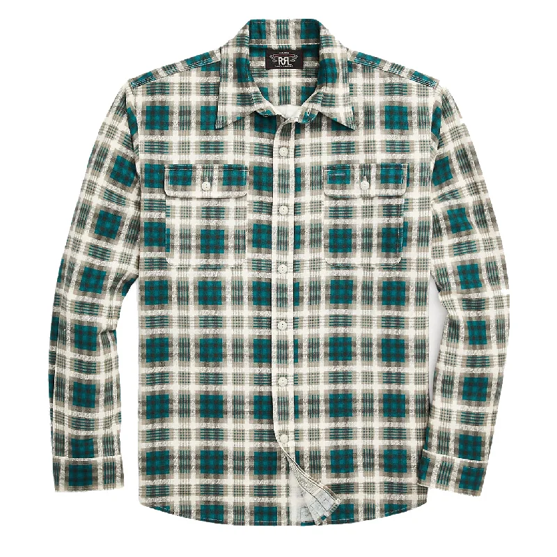 RRL by Ralph Lauren Plaid-Print Chamois Workshirt Green Multi