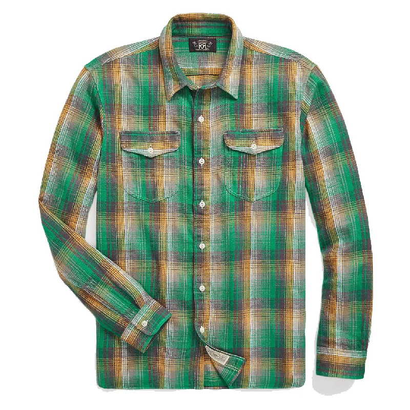 RRL by Ralph Lauren Plaid Twill Workshirt Green/Yellow