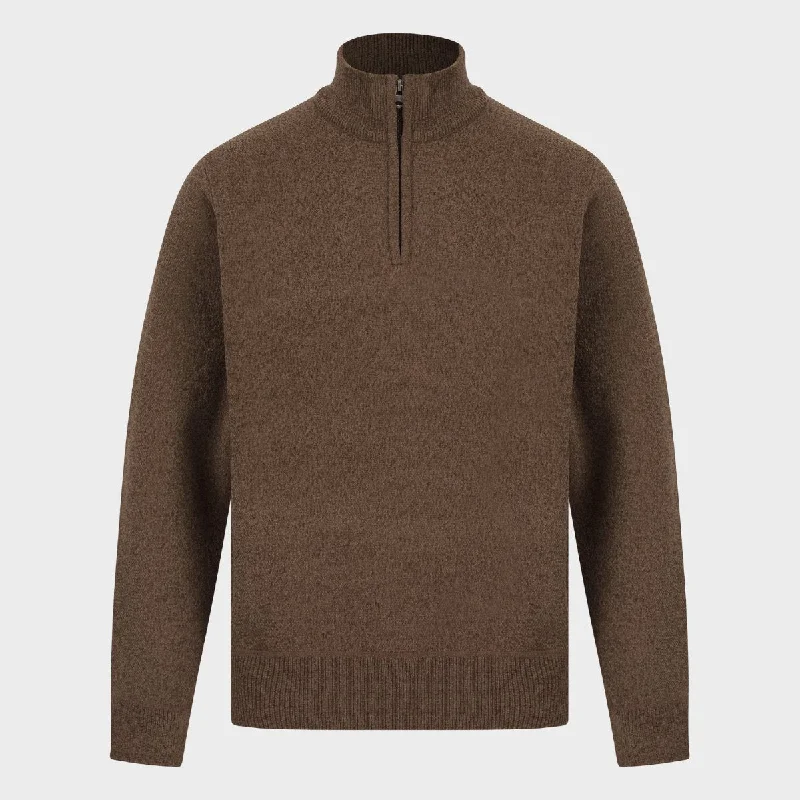 Mens 1/4 Zip Knitted Textured Jumper