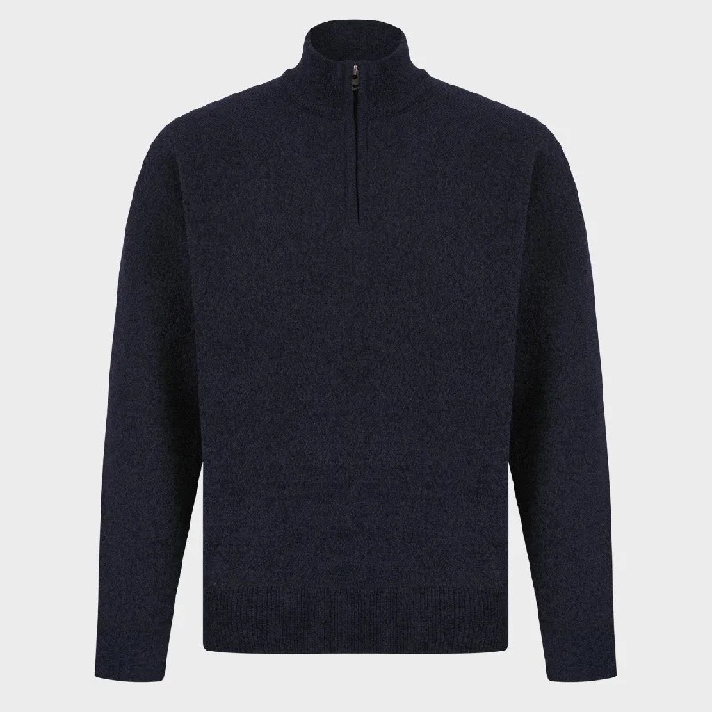 Mens 1/4 Zip Knitted Textured Jumper