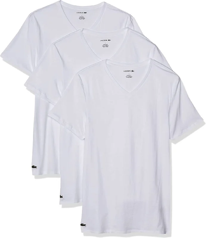 Men's Slim Fit V-Neck T-Shirts - 3 Pack In White