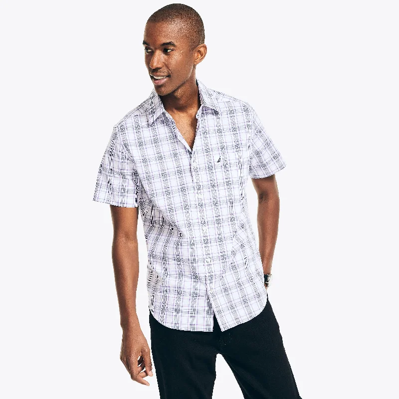 Nautica Mens Wrinkle-Resistant Plaid Wear To Work Short-Sleeve Shirt