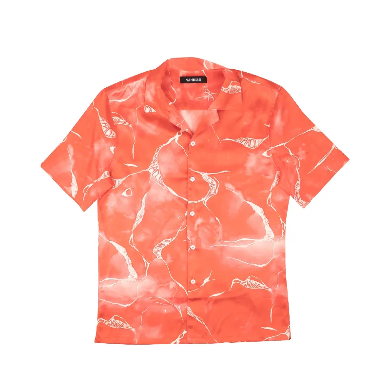 Red Miracle Tie Dye Short Sleeve Button Down Shirt