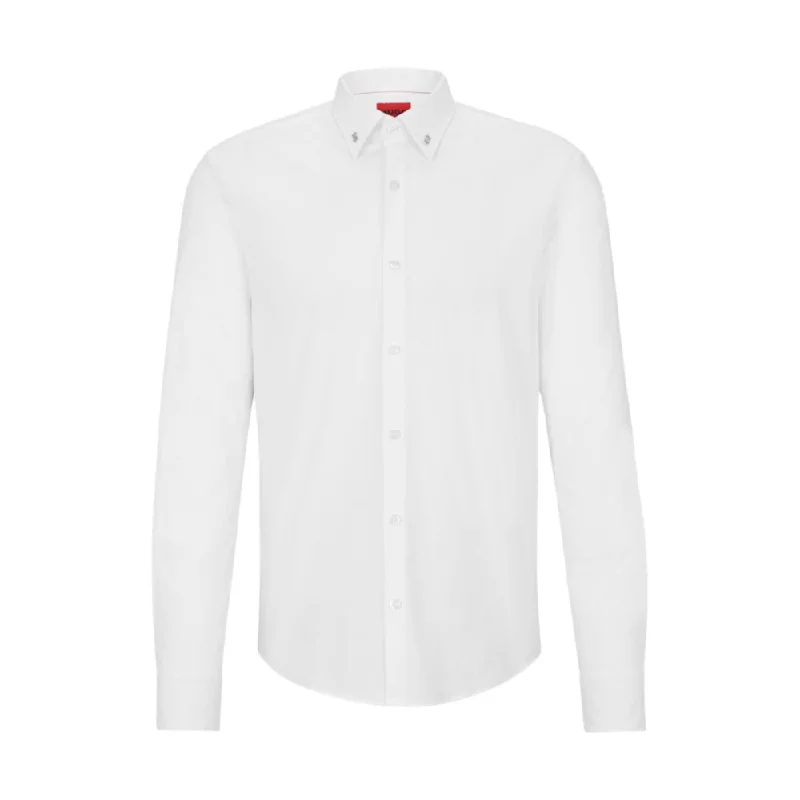 Slim-fit shirt in peached stretch cotton