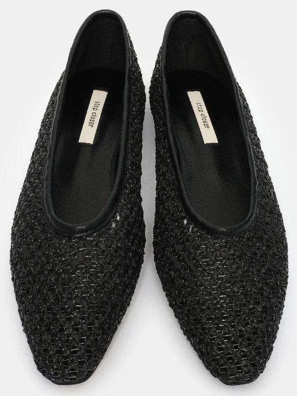 Basket-Weave Flats, Black