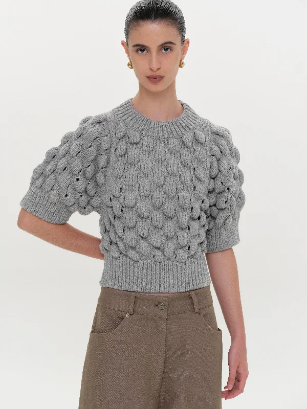 Bubble Knit Sweater, Grey