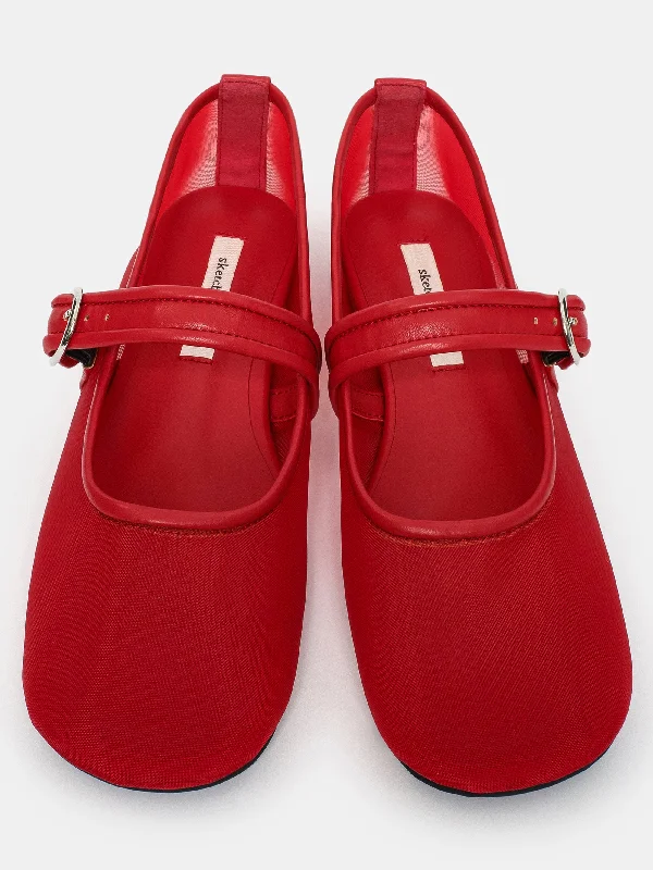 Buckled Mesh Flats, Red