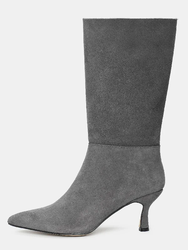 Calf Suede Boots, Charcoal