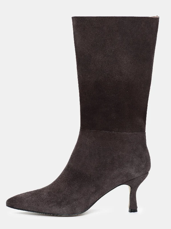 Calf Suede Boots, Chocolate