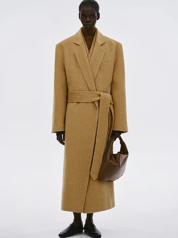 Coneya Oversized Belted Coat, Camel