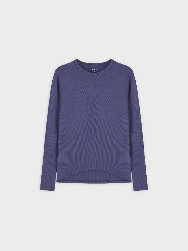 Crew Ribbed Dolman-Indigo Blue