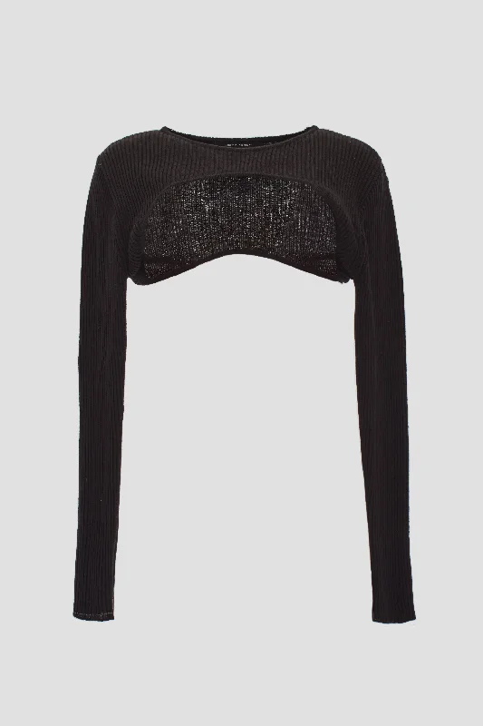 Cut Out Cropped Knit, Black