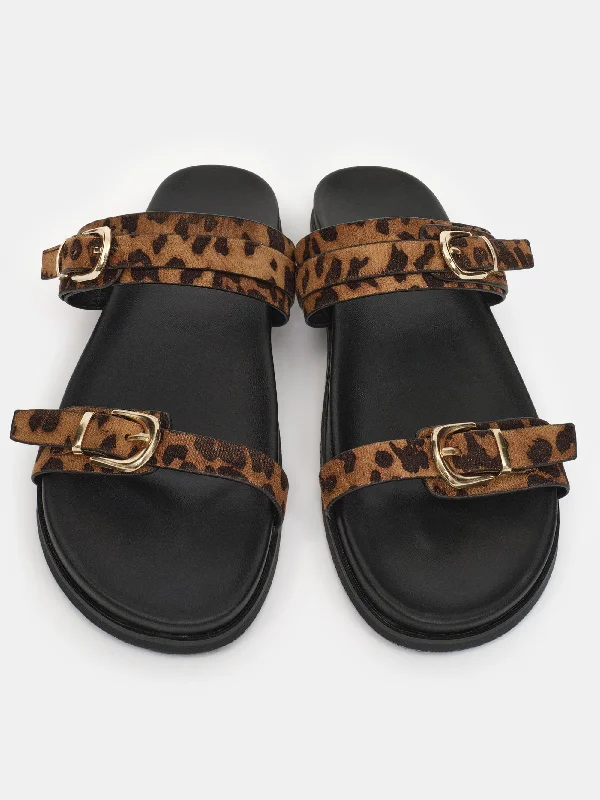 Double-Strap Sandals, Leopard