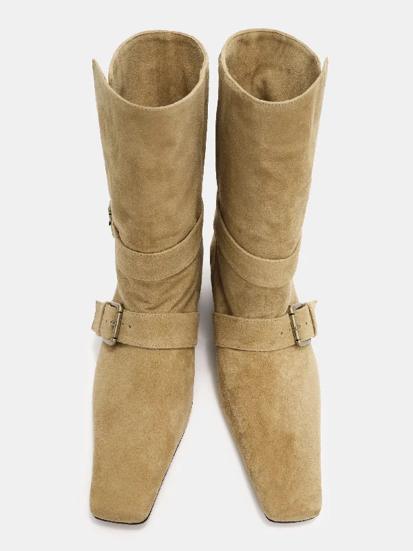 Lambskin Harness Boots, Sand