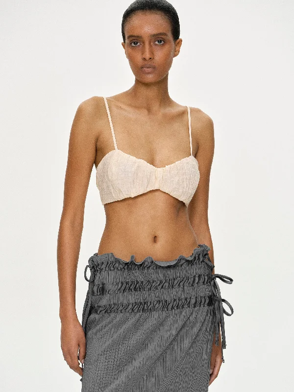 Pleated Bralet, Coconut