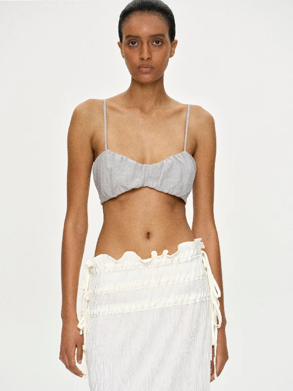 Pleated Bralet, Fossil Grey