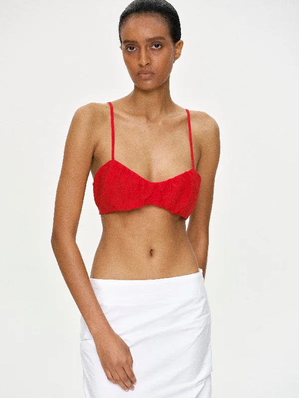 Pleated Bralet, Red