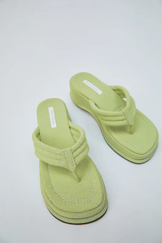 Quilted Platform Thong Sandals, Lime