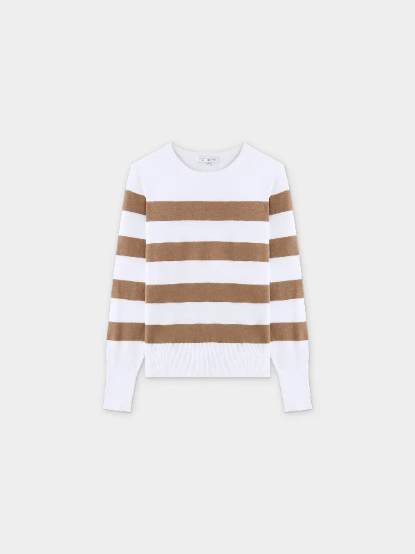 Striped Cotton Sweater-Tan