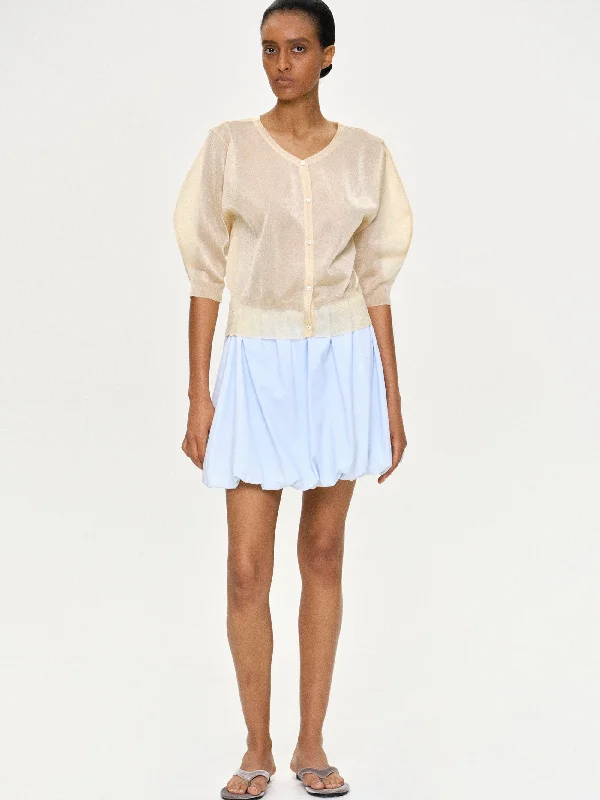 Veiled Knit Blouse, Parchment